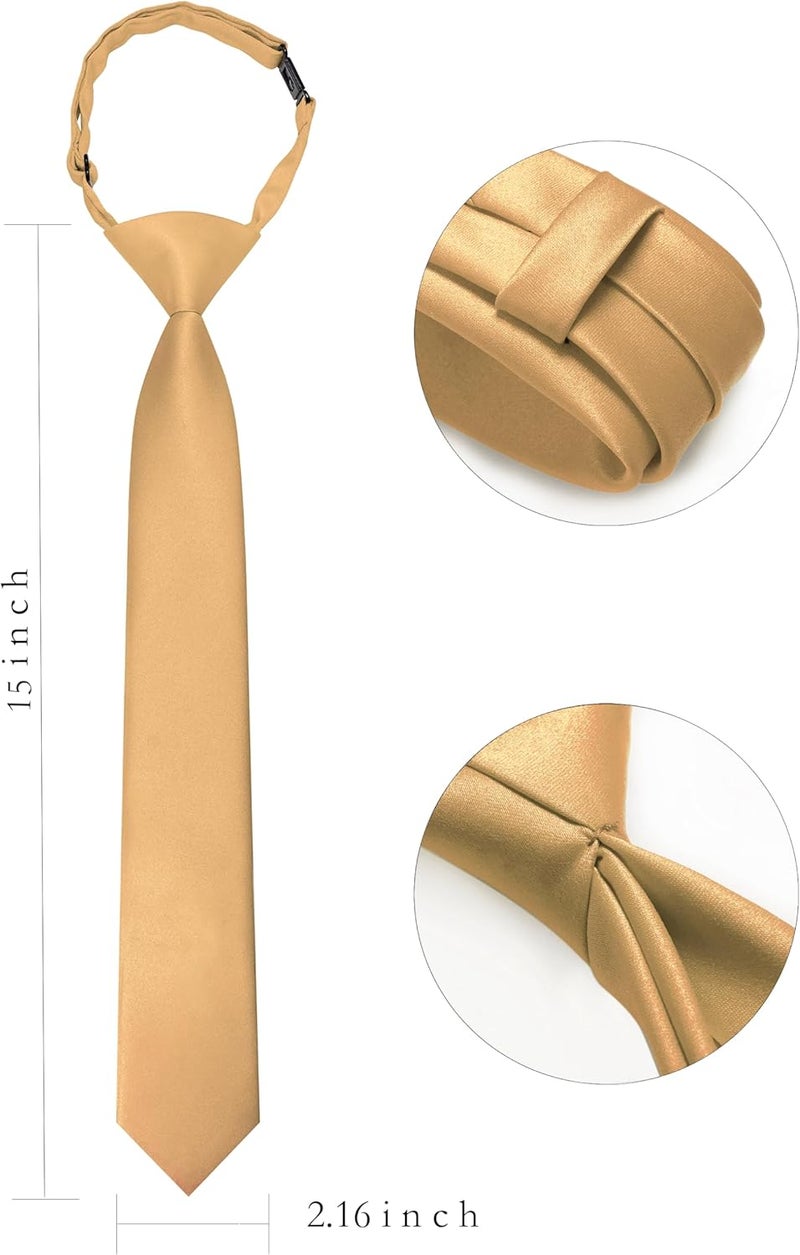 RBOCOTT Solid Color Satin Ties for Boys and Kids Pre-tied Adjustable Necktie for Age 8-12 Wedding and School Graduation - Image 1